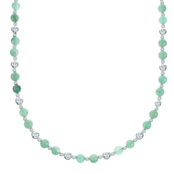 Native American Jade Sterling Silver Bead Necklace X10553